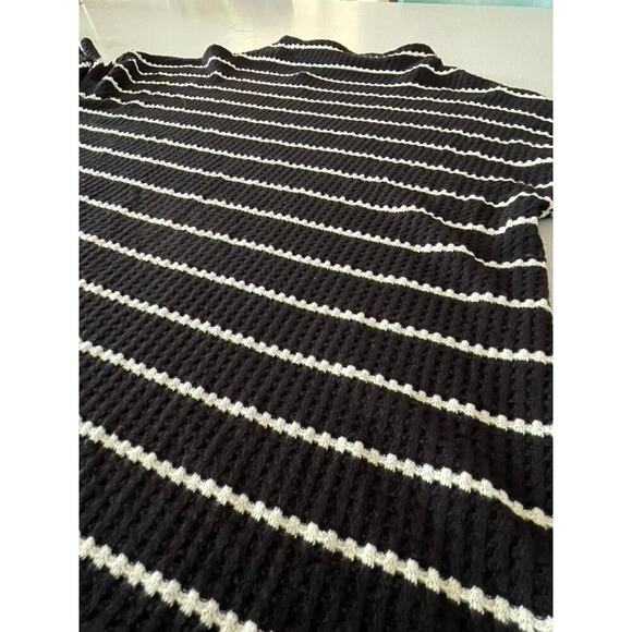 Anthropologie Sz M Mock Neck Stripe Top Black Stretch Ribbed Soft Comfy Fall NWT - Picture 6 of 14